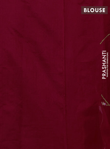 Silk cotton saree red with allover convent embroidery weaves and zari woven border