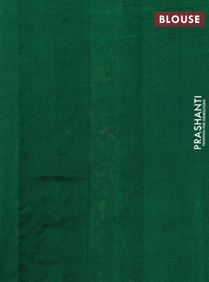 Silk cotton saree bottle green with allover convent embroidery buttas and zari woven border