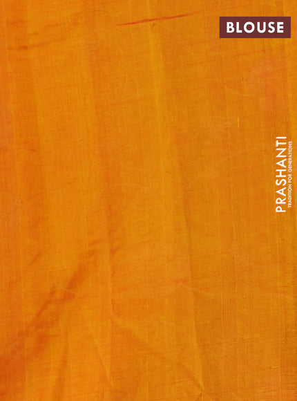 Silk cotton saree sunset orange with floral convent embroidery weaves and zari woven border