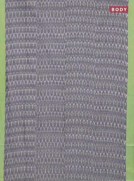 Ikat cotton saree grey and light green with allover ikat weaves and simple border