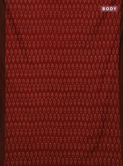 Ikat cotton saree red and rust shade with allover ikat woven butta weaves and simple border