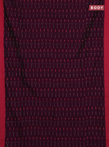 Ikat cotton saree deep magenta pink and pink with allover ikat woven butta weaves and simple border