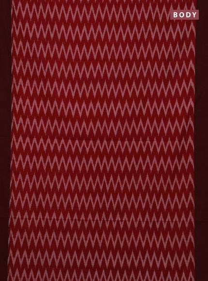 Ikat cotton saree red and deep maroon with allover zigzag ikat weaves and simple border