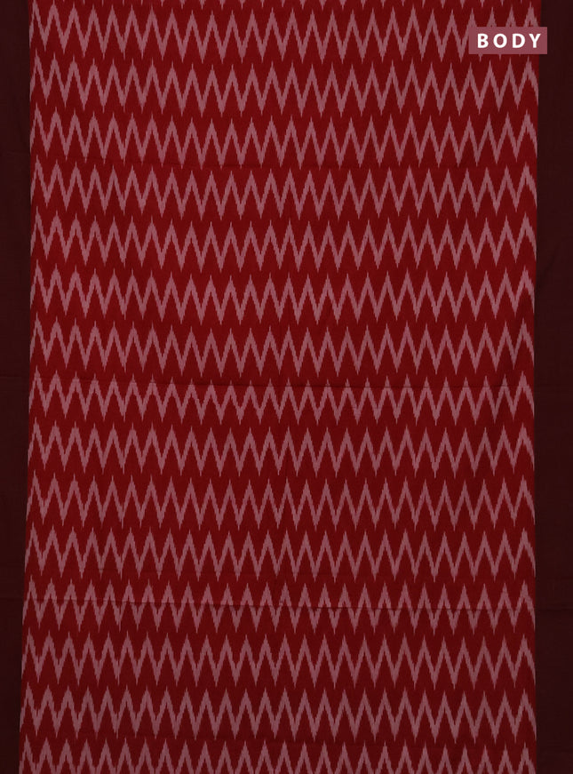 Ikat cotton saree red and deep maroon with allover zigzag ikat weaves and simple border