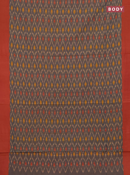 Ikat cotton saree grey and pink with allover ikat weaves and simple border