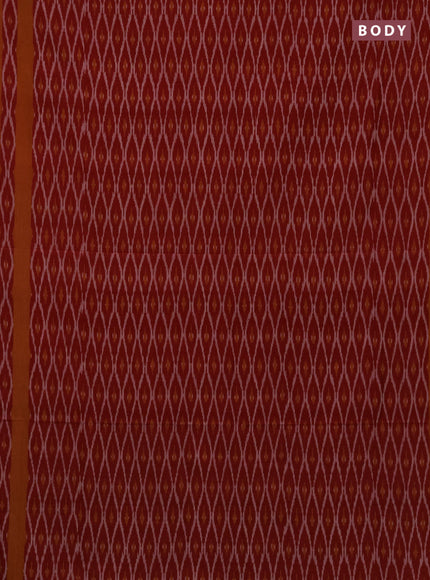 Ikat cotton saree red and orange with allover ikat weaves and rettapet ikat woven border