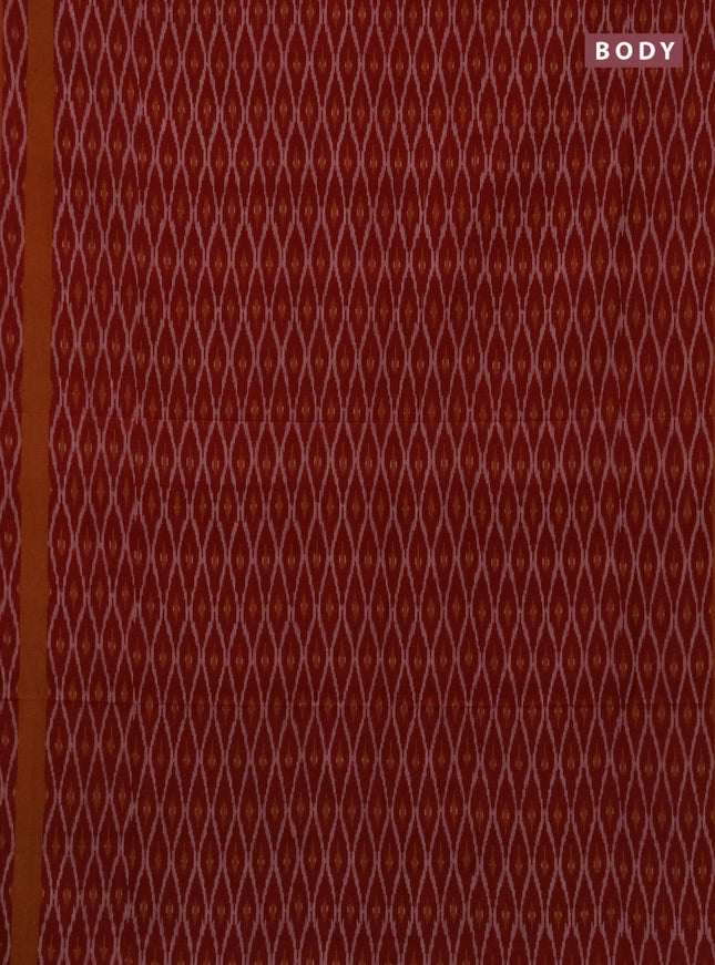 Ikat cotton saree red and orange with allover ikat weaves and rettapet ikat woven border