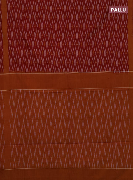 Ikat cotton saree red and orange with allover ikat weaves and rettapet ikat woven border