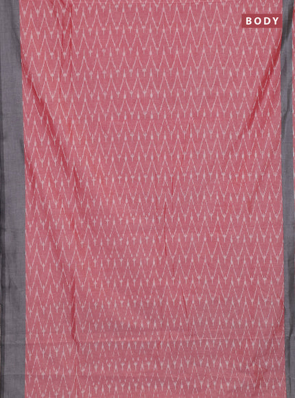 Ikat cotton saree red and grey with allover ikat weaves and rettapet ikat woven border