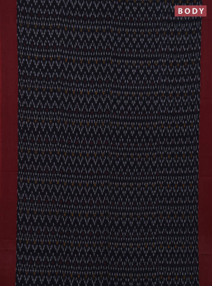 Ikat cotton saree black and maroon with allover ikat weaves and simple border