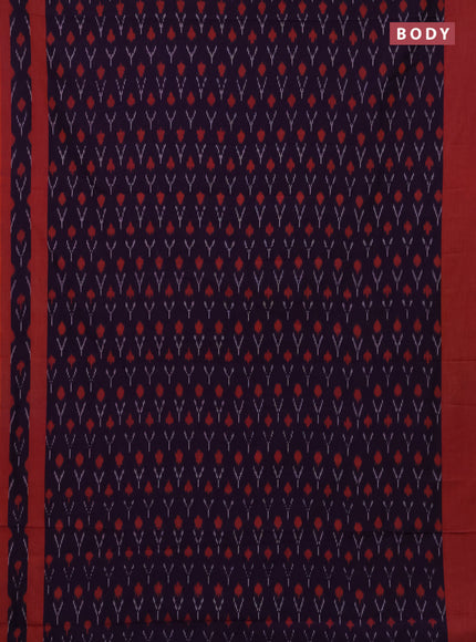 Ikat cotton saree violet and rust shade with allover ikat woven butta weaves and rettapet ikat woven border