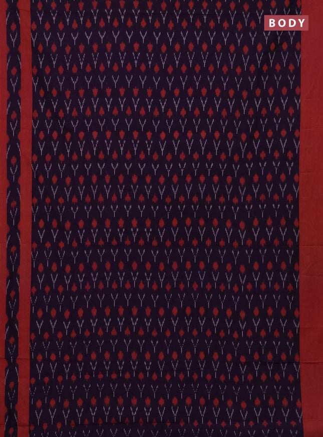 Ikat cotton saree violet and rust shade with allover ikat woven butta weaves and rettapet ikat woven border