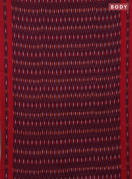Ikat cotton saree wine shade and pink with allover ikat weaves and rettapet ikat woven border