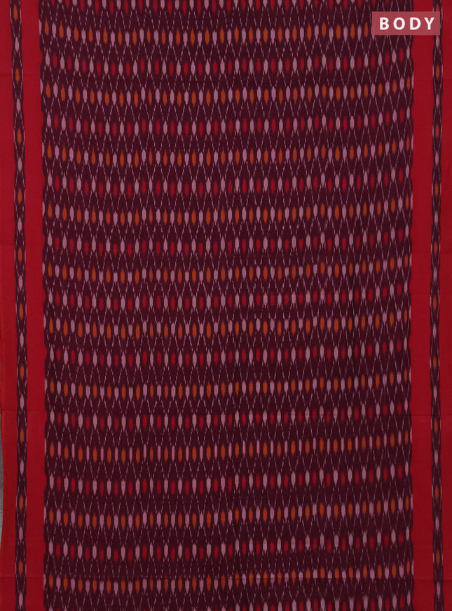 Ikat cotton saree wine shade and pink with allover ikat weaves and rettapet ikat woven border