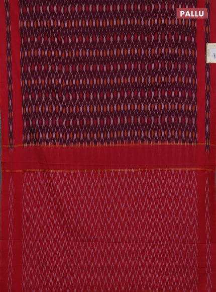Ikat cotton saree wine shade and pink with allover ikat weaves and rettapet ikat woven border