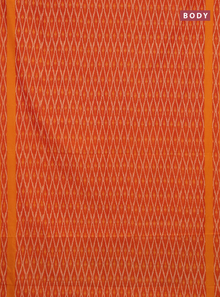 Ikat cotton saree red and mango yellow with allover ikat weaves and rettapet ikat woven border
