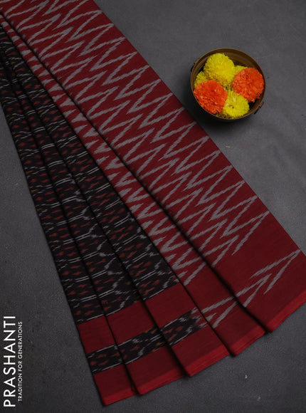 Ikat cotton saree deep wine and maroon with allover ikat weaves and rettapet ikat woven border