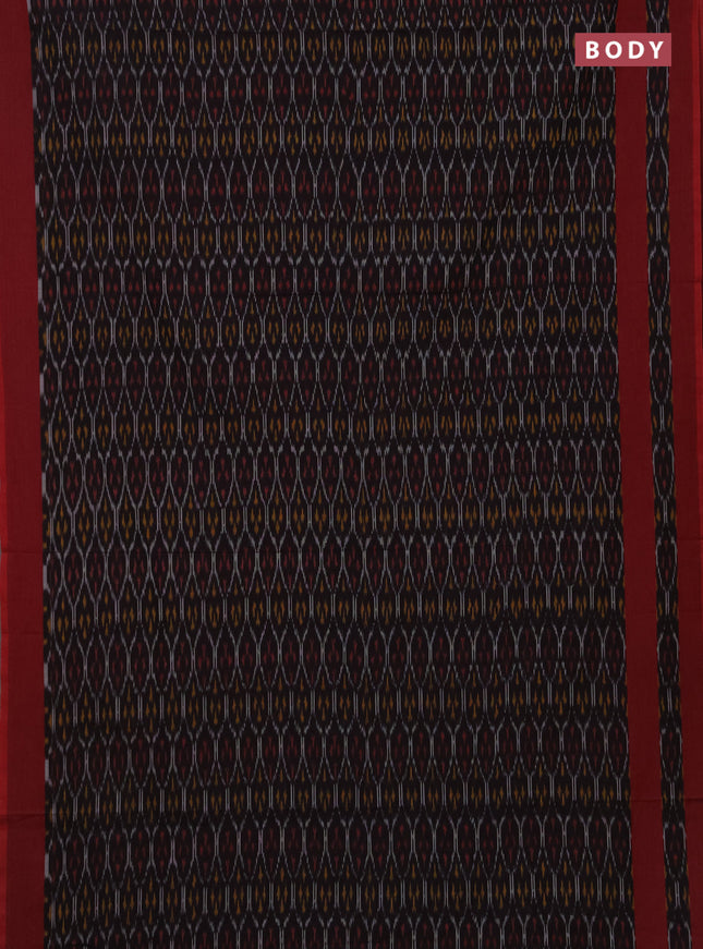 Ikat cotton saree deep wine and maroon with allover ikat weaves and rettapet ikat woven border
