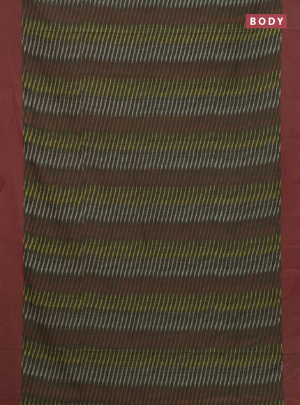Ikat cotton saree sap green and pink with allover ikat weaves and simple border