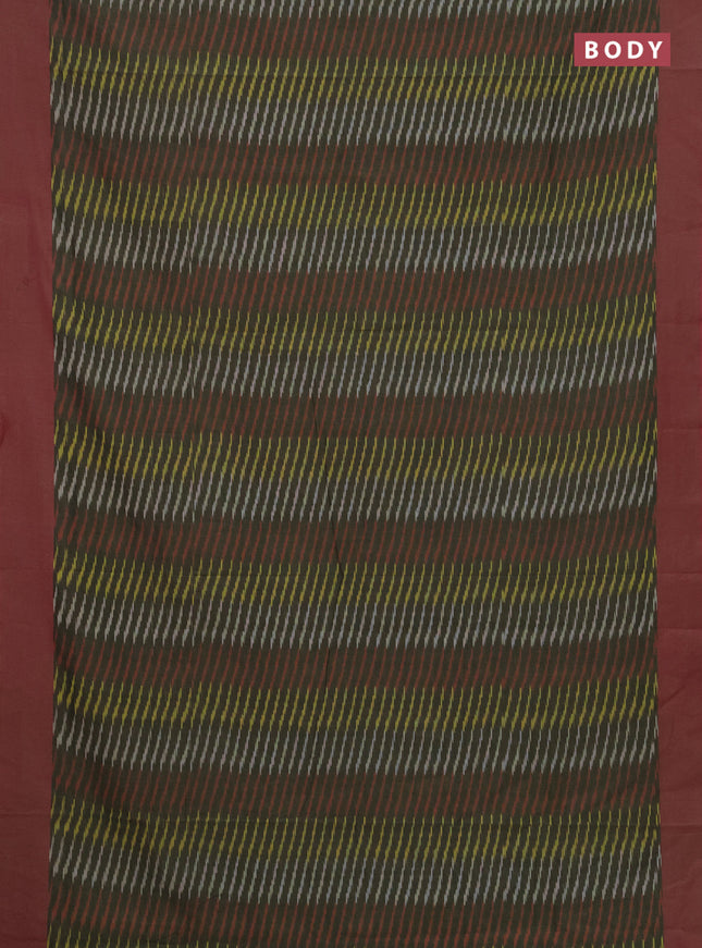 Ikat cotton saree sap green and pink with allover ikat weaves and simple border