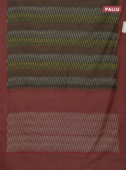 Ikat cotton saree sap green and pink with allover ikat weaves and simple border