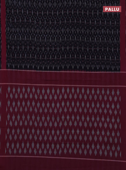 Ikat cotton saree black and magenta pink with allover ikat weaves and rettapet ikat woven border