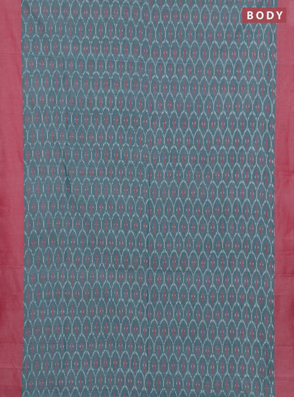 Ikat cotton saree pastel green and pink with allover ikat weaves and simple border