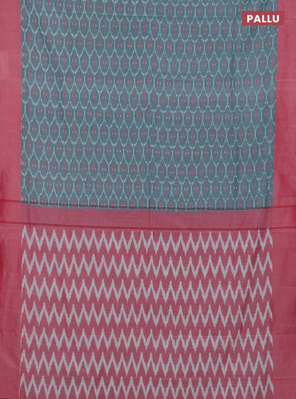 Ikat cotton saree pastel green and pink with allover ikat weaves and simple border