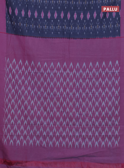 Ikat cotton saree grey and pink with allover ikat weaves and rettapet ikat border