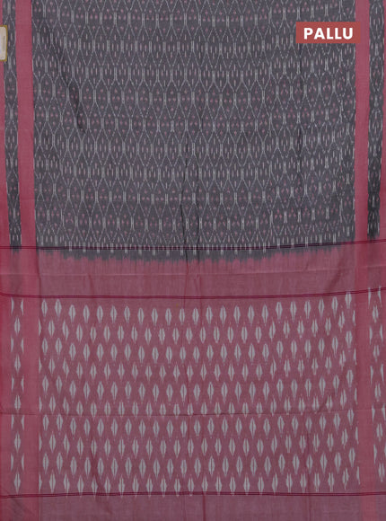 Ikat cotton saree grey and pink with allover ikat weaves and rettapet ikat border
