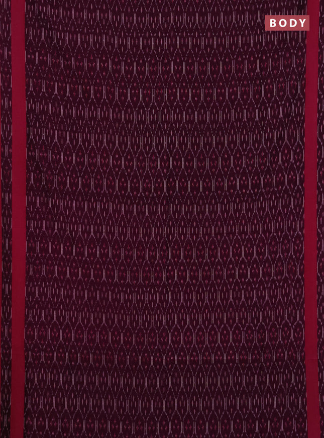 Ikat cotton saree wine shade and pink with allover ikt weaves and rettapet ikat border