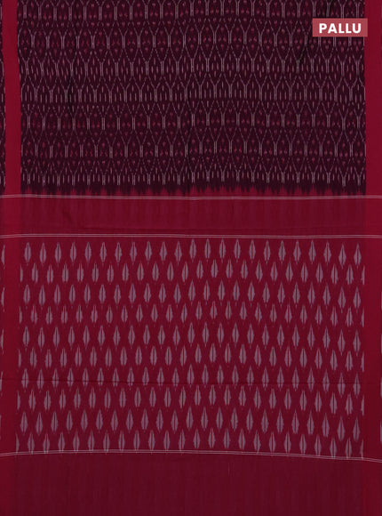 Ikat cotton saree wine shade and pink with allover ikt weaves and rettapet ikat border