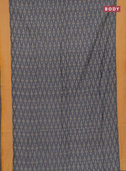 Ikat cotton saree grey and pale yellow with allover ikat weaves and simple border