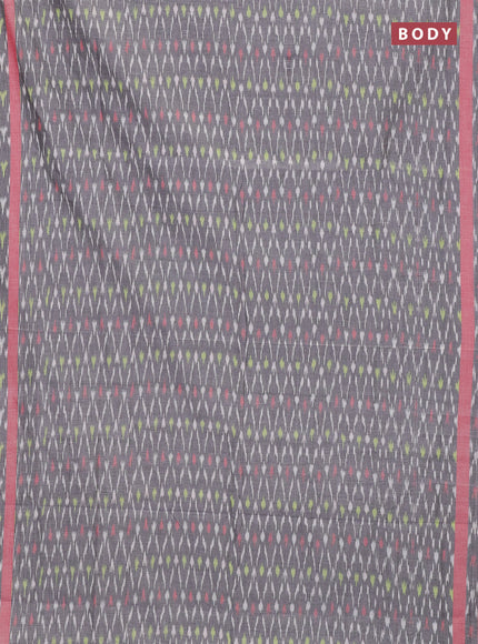 Ikat cotton saree grey and red with allover ikat weaves and rettapet ikat border