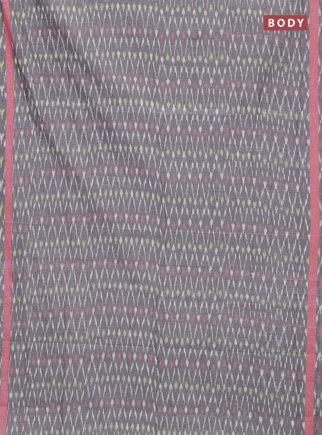 Ikat cotton saree grey and red with allover ikat weaves and rettapet ikat border