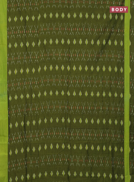 Ikat cotton saree sap green and light green with allover ikat weaves and rettapet ikat border