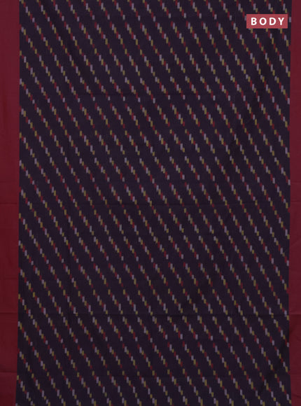 Ikat cotton saree deep purple and maroon with allover ikat weaves and simple border