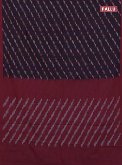 Ikat cotton saree deep purple and maroon with allover ikat weaves and simple border