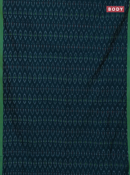 Ikat cotton saree peacock green and light green with allover ikat woven butta weaves and simple border