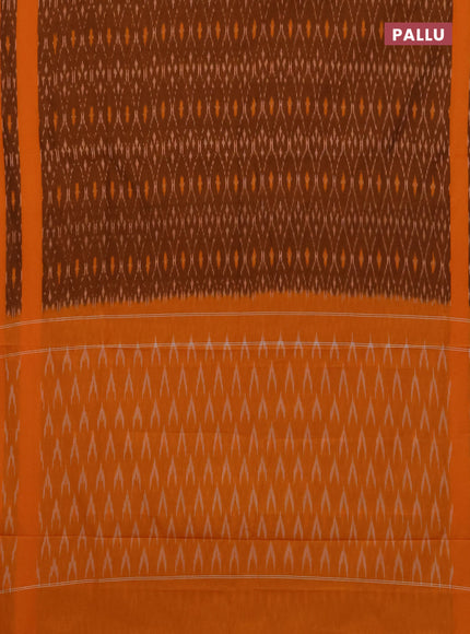 Ikat cotton saree dark mustard and mango yellow with allover ikat weaves and rettapet ikat border