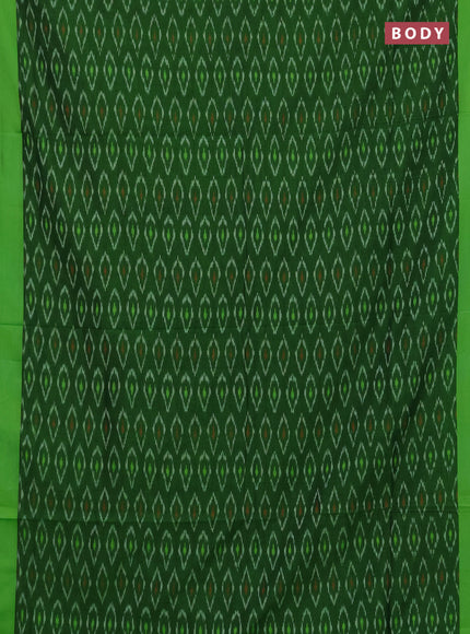 Ikat cotton saree green and lime green with allover ikat woven butta weaves and simple border