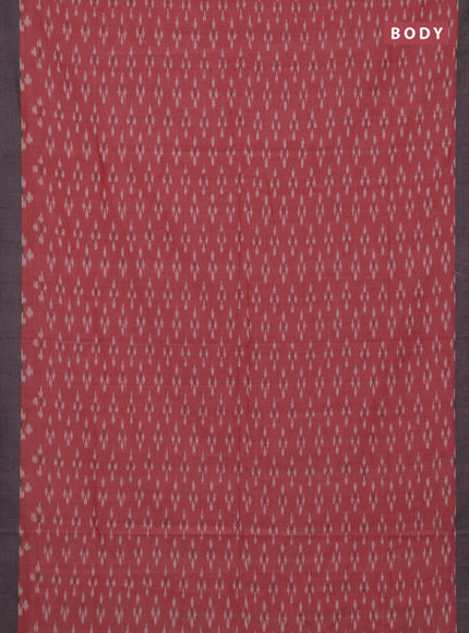 Ikat cotton saree red and grey with allover ikat woven butta weaves and rettapet ikat border