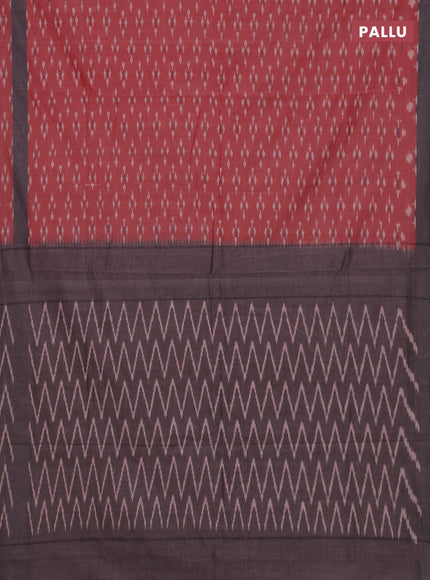 Ikat cotton saree red and grey with allover ikat woven butta weaves and rettapet ikat border