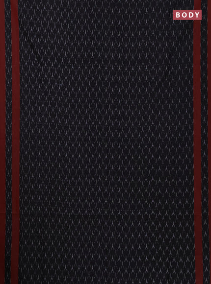 Ikat cotton saree black and maroon with allover ikat weaves and rettapet ikat border
