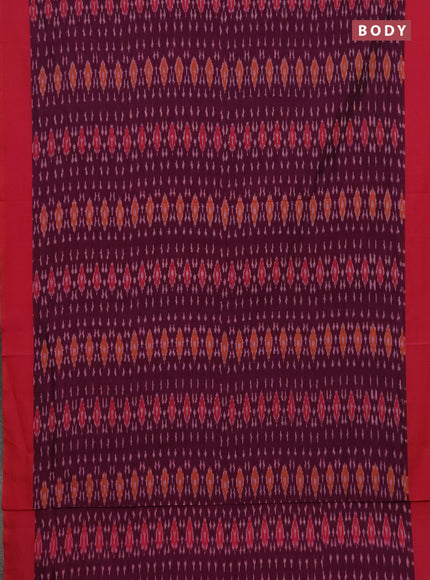 Ikat cotton saree wine shade and pink with allover ikat weaves and simple border