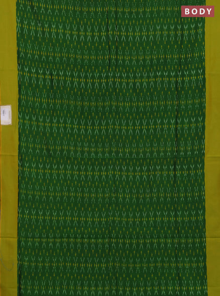 Ikat cotton saree light green and lime green with allover ikat weaves and simple border