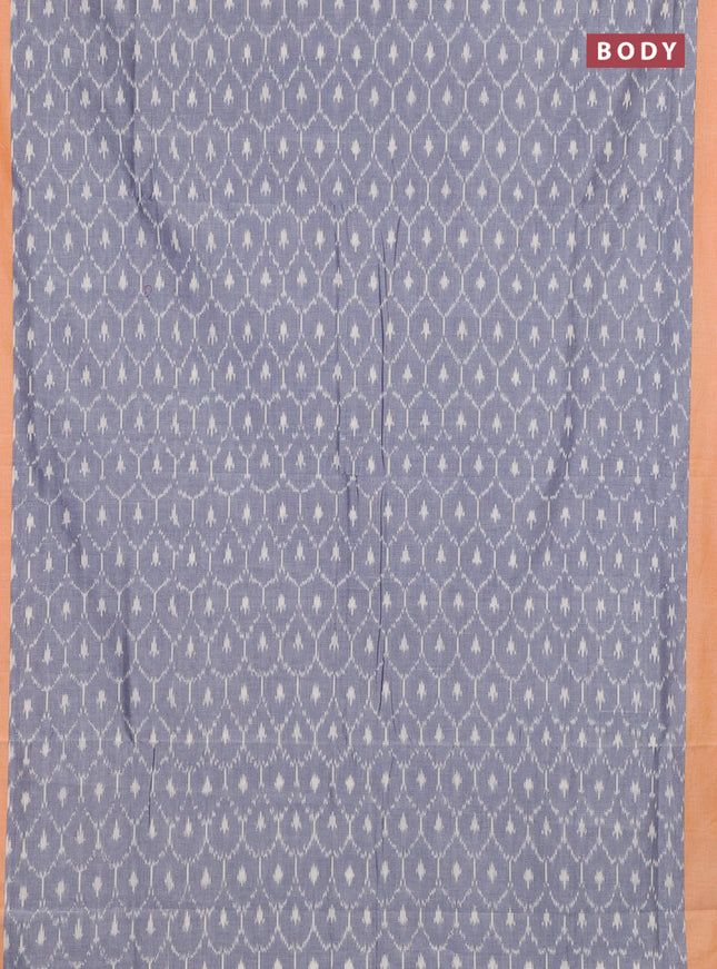 Ikat cotton saree grey and pale orange with allover ikat weaves and simple border