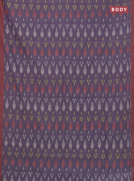Ikat cotton saree pastel violet and maroon with allover ikat weaves and rettapet ikat border