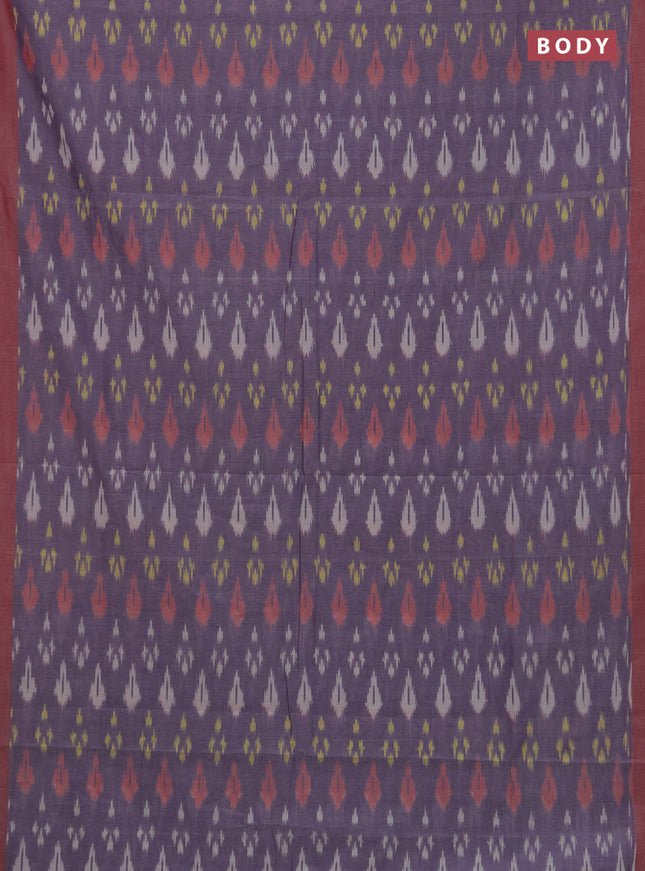 Ikat cotton saree pastel violet and maroon with allover ikat weaves and rettapet ikat border