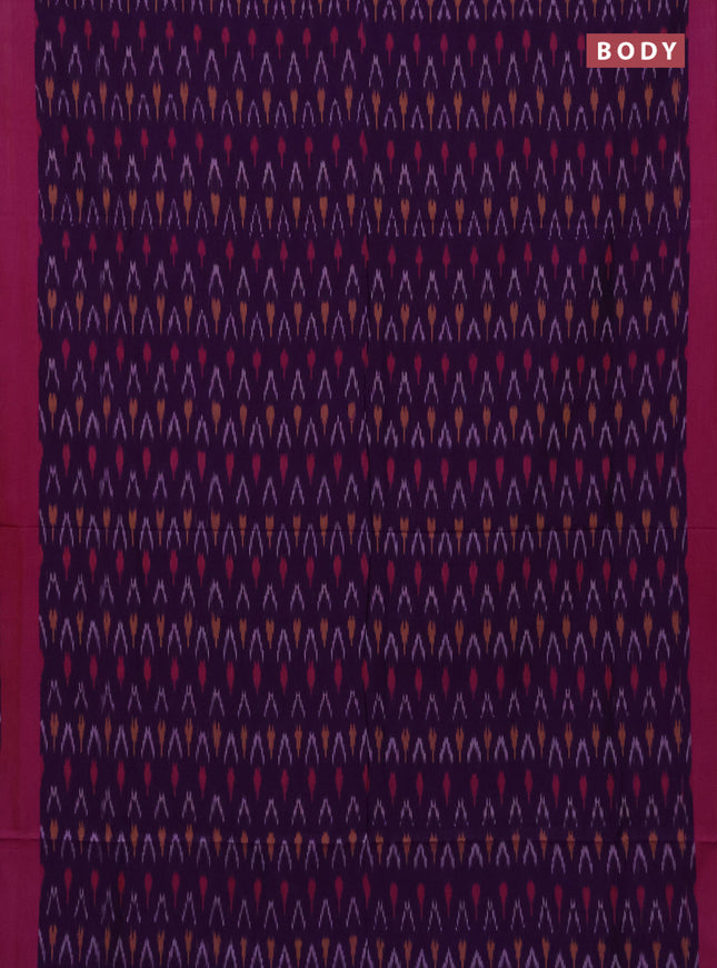 Ikat cotton saree violet and pink with allover ikat weaves and rettapet ikat border